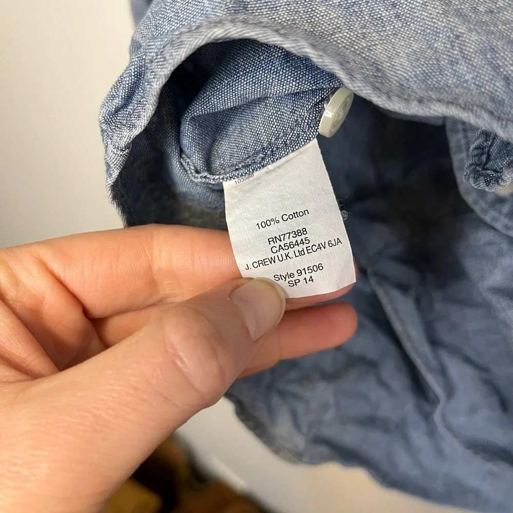 J.Crew Chambray Button Down Denim Shirt Sz S - Picture 5 of 7